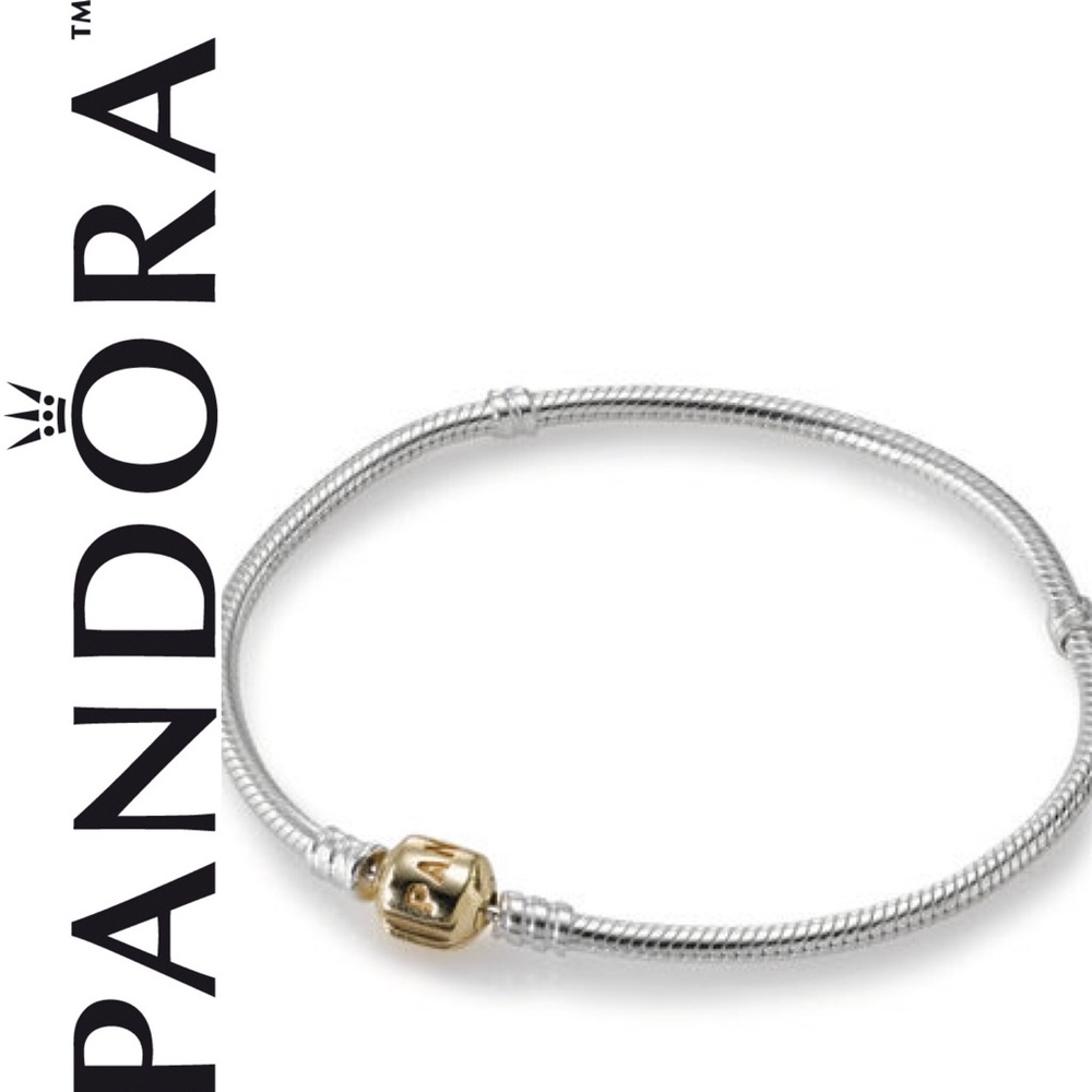 Pandora Silver Bracelet w/ 14k Gold Clasp